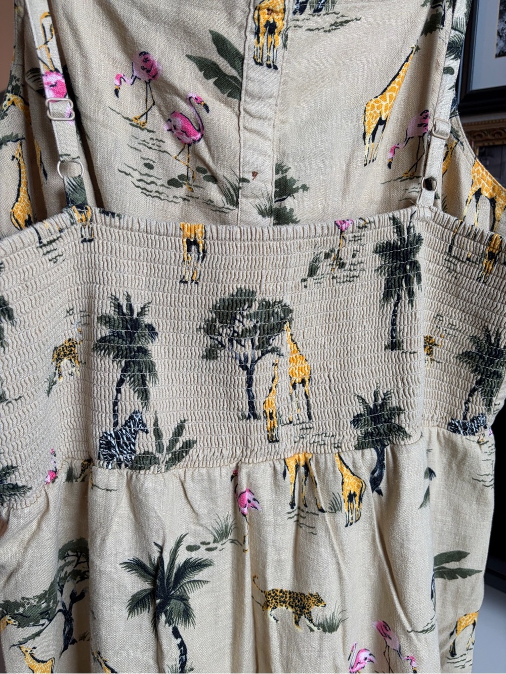 Old Navy Cream Tropical Animal Print Button-Front Sundress XXL - Picture 6 of 9